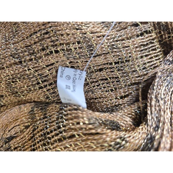 Kendall James Gold Metallic Leopard Fringe Shawl Womens OS Evening CoverUp NWT - Picture 6 of 10